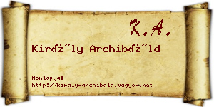 Király Archibáld névjegykártya
